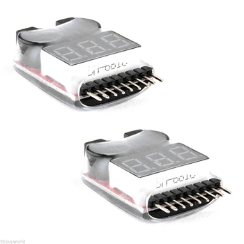 

2x 1S-8S RC Lipo Battery Low Voltage Alarm Buzzer Indicator Checker Tester LED Black