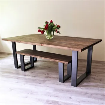 

Wooden dining table and bench set dining room decoration wood furniture 180x80 cm