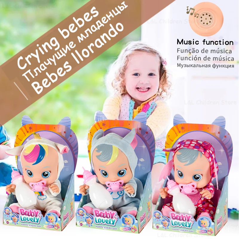 

3D Crying Dolls 10 Inch Simulation Reborn Bebes Cry Baby Vinyl Doll Pretend Play Girl's Toy Christmas Gift Rebirth Baby Doll