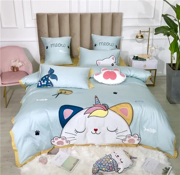 

Luxury Bedding Set 600TC egyptian cotton Bed Linens Bed Sheet Set Bedclothes Queen/King Size embroidery Bed cover 4pcs