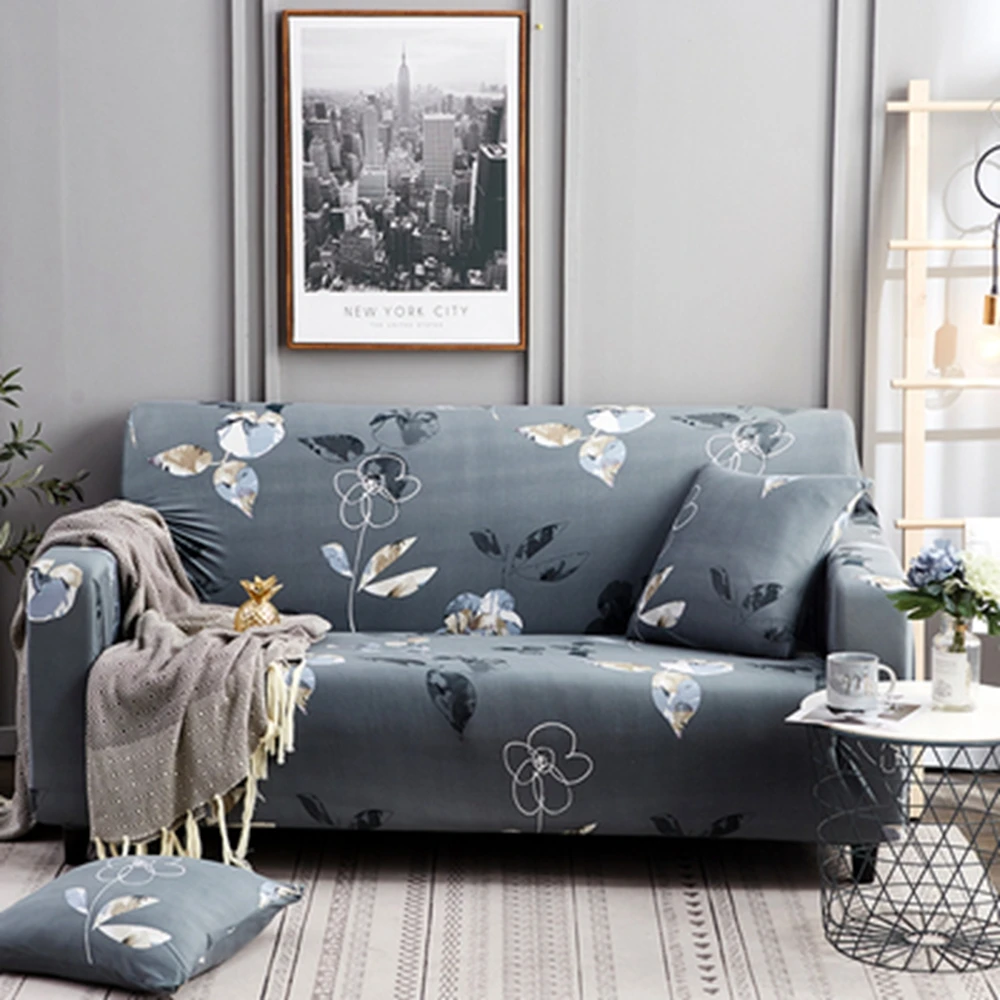 Чехол для дивана с цветочными листьями, универсальный эластичный чехол на диван, все включено, противоскользящий чехол для дивана, полностью покрытый тканевый комбинированный чехол