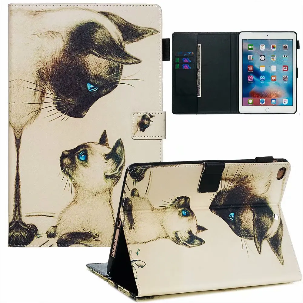 Цветной чехол из полиуретановой кожи для планшета для Ipad 9,7 Air 1 2 Ipad 5 6 9,7 дюймов Универсальный чехол-подставка+ ручка - Цвет: 9