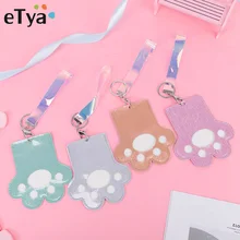 ETya мультфильм милый детский кожаный держатель для карт кошелек детская Обложка для автобусной карты сумка рабочий ID держатель для карт бейдж чехол