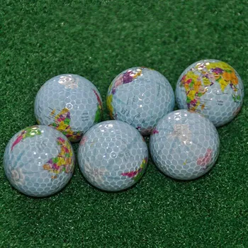 

New Arrival New Spring Globe Map Pattern Practice Ball Gift Transparent Colorful Children Pet Toys Massage Golf Balls