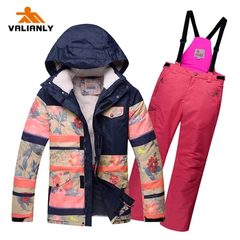 

2020 Kids Girls Winter Ski Suit Thicken Ski Suits Outdoor Snowsuit Skiing Jacket Pants Waterproof Children Snow Sets Snowboard