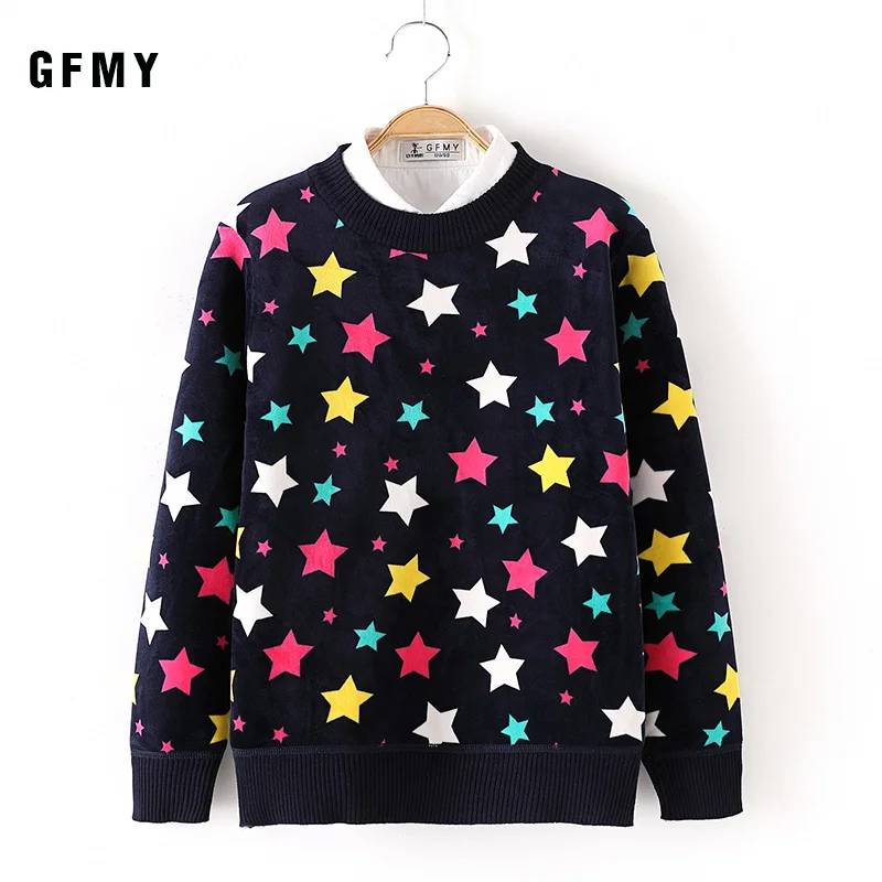 little star GFMY/ г. Осенне-зимнее модное вельветовое пальто с круглым воротником для мальчиков и девочек 4-14 лет, теплое пальто для малышей Детские свитера - Цвет: little star