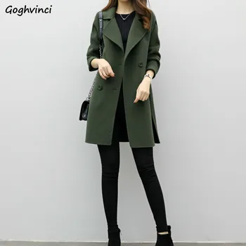

Winter Coat Women Hot Sale Warm Double Breasted Turn-down Collar Womens Coats Plus Size Ladies Elegant Wool Korean Clothes Chic