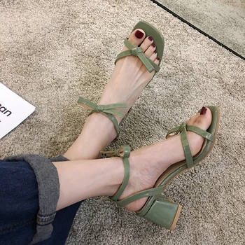

Women's Shoes Sandals 2020 Summer New Fashion Thick Heel Open Toe Bow Heels