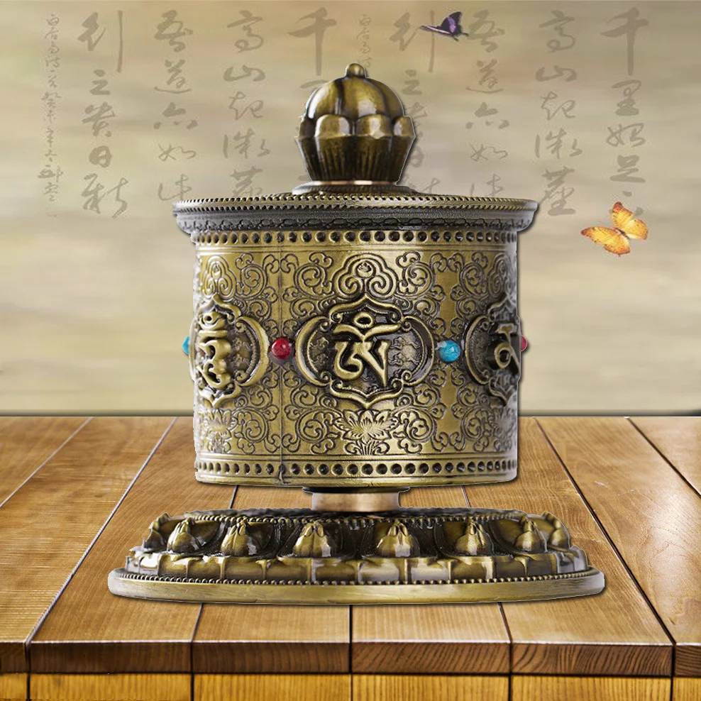 

Nepal Tibetan Style Prayer Cylinder Car Decor Six-Character Mantra In-Vehicle Finger Twist Prayer Wheel Retro Home Decoration