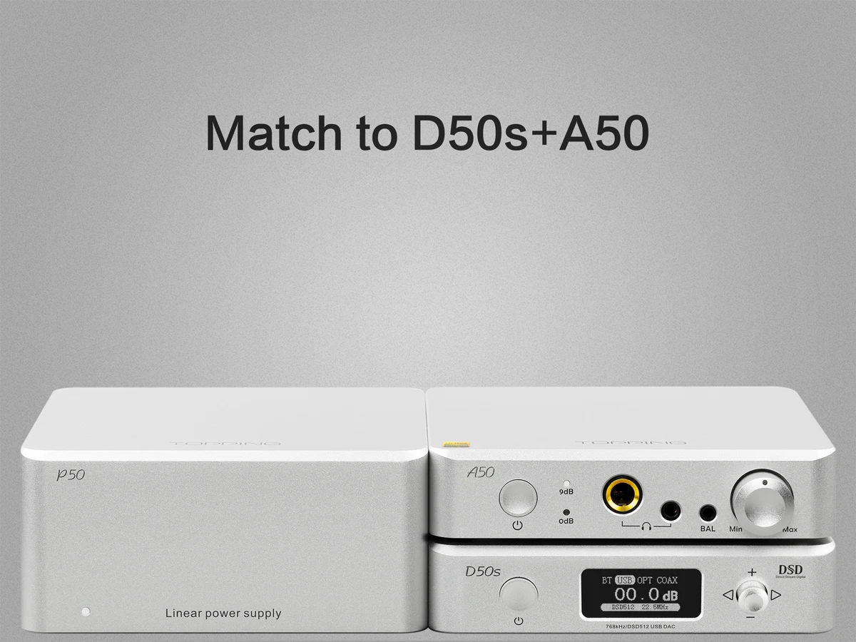TOPPING P50 Linear Power Supply Made for D50S A50 DX3 PRO Compatible with Global voltage 115V 230V portable headphone amp