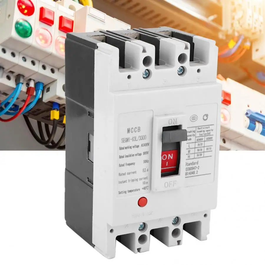 Выключатель тока SEGM1-63L/3300 воздушный выключатель пластиковый корпус автоматический выключатель AC400V 63A 3P для