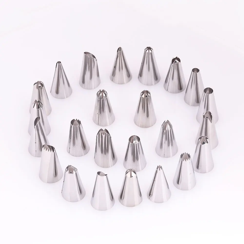 Mounting Patterns Cake 24PCS 24Pcs/Set Pastry Stainless Steel Cake*Nozzle Fondant Decorating Tools Nails Silver Converter
