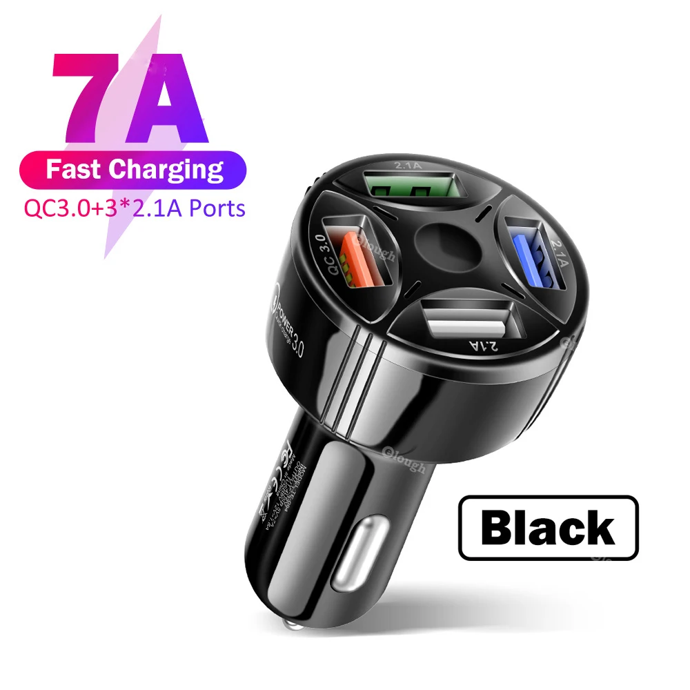 OLAF QC3.0 4USB Car Charger 35W Fast Charging Car Carregador For Samsung Huawei iphone 13 Xiaomi Cargador Mobile Phone Chargeur quick charge usb c