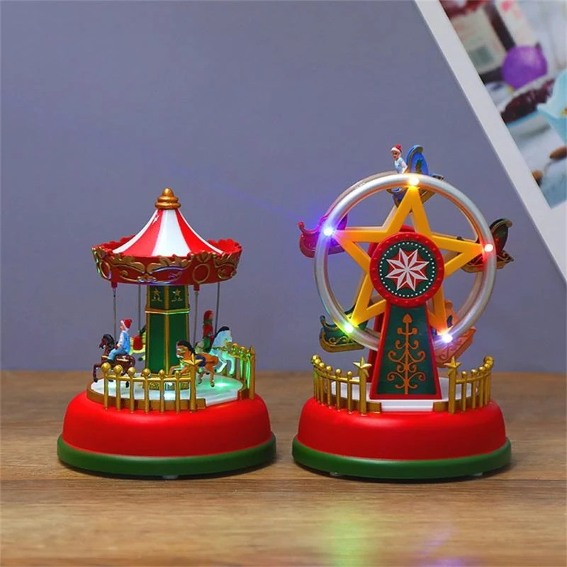 2022 Christmas Carresel Christmas Decor Village Glowing Music House Carousel Ferris Wheel 2022  Christmas Tree Decoration Ornament Gift Party Supplies|Figurines &  Miniatures| - Aliexpress