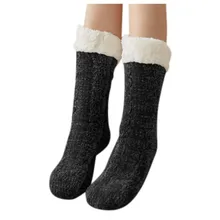 Женские зимние хлопковые носки, одноцветные толстые нескользящие носки-тапочки, удобные ковровые носки, calcetines skarpetki, носки женски#30