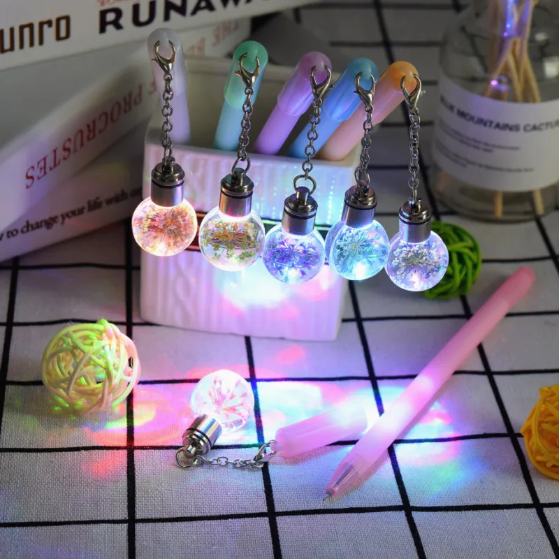 

1 Pc Creative Cute Eternal Flower Light Bulb Pendant Gel Pen School Office Writing Signing Pens Stationery Student Gift Supply