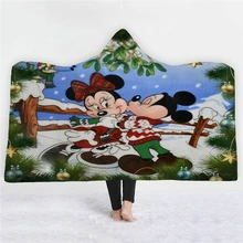 Рождественское зимнее одеяло Микки Маус с капюшоном одеяло Фланелевое плюшевое стеганное одеяло для дивана/кровати/путешествия постельные принадлежности детское одеяло s для кроватей