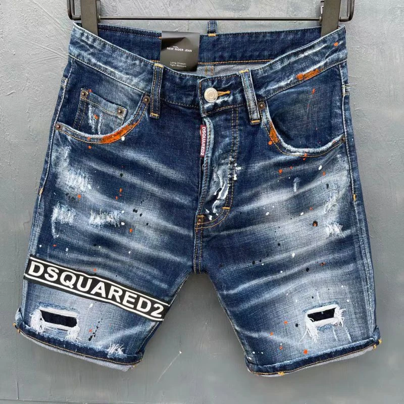 DSQUARED2 Summer style new popular jeans brand Italian slim short jeans  men, blue denim shorts with ripped zipper D917|Jeans| - AliExpress