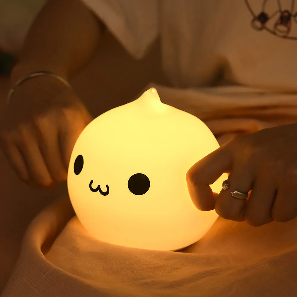 

Fashion Wireles Touch Sensor 7 Colors Battery Waterdrop Silicone Bedroom Lamp Soft Toys For Children Baby Christmas Gift