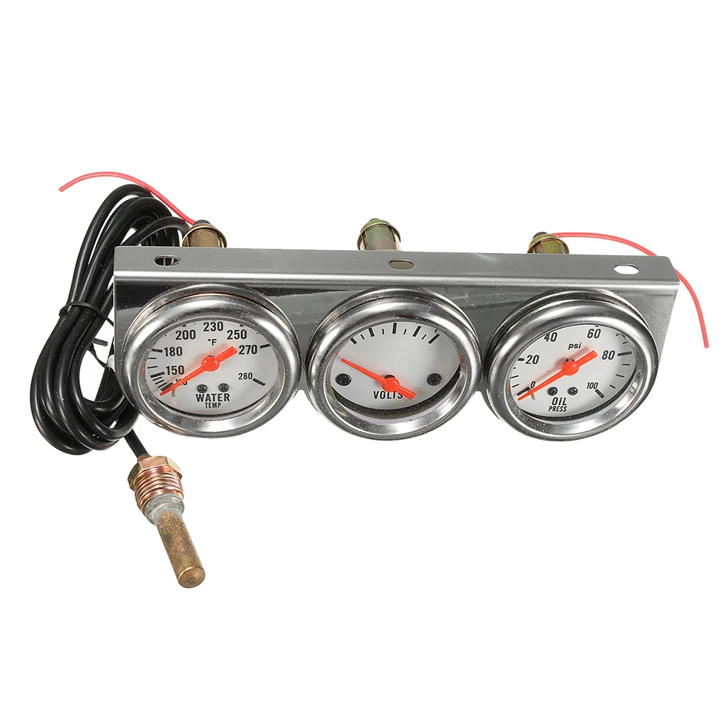 UNIVERSAL OIL PRESSURE WATER TEMP VOLTAGE VOLT TRIPLE GAUGE SET PANEL
