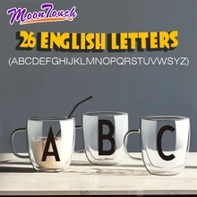 Термостойкая стеклянная чашка с двойными стенками, пиво кофе, чашка ручной работы, креативная пивная кружка, кружка для чая, виски, стеклянные чашки, буквы, посуда для напитков