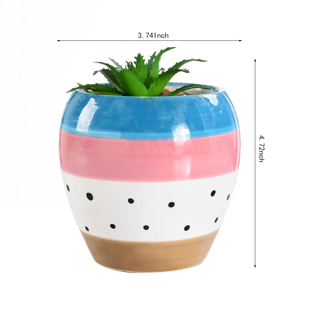 4.92 Inch Artificial Plastic Mini Plants with Pot Unique Green Succulent in Oval Ceramic Pot for Home Decoration Accessories