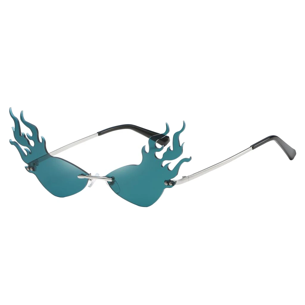 Womens Flame Sunglasses UV400 Sun Glasses Luxury Design Party Eyewear Streetwear Fire Flame Lens Rimless Wave Sun Glasses