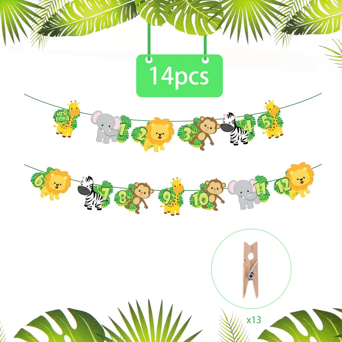 PATIMATE Safari Animals Banner Jungle Party Decoration Baby Shower Safari Party Decor Kids Jungle Animals Birthday Party favors