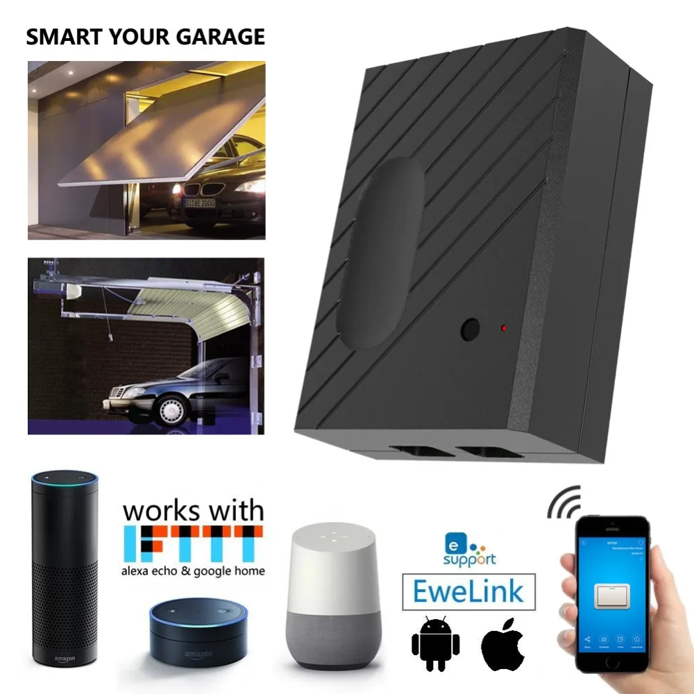 

Ewelink tuya WiFi Switch Garage Door Controller for Car Garage Door Opener APP Remote Control Timing Voice Control Alexa Google