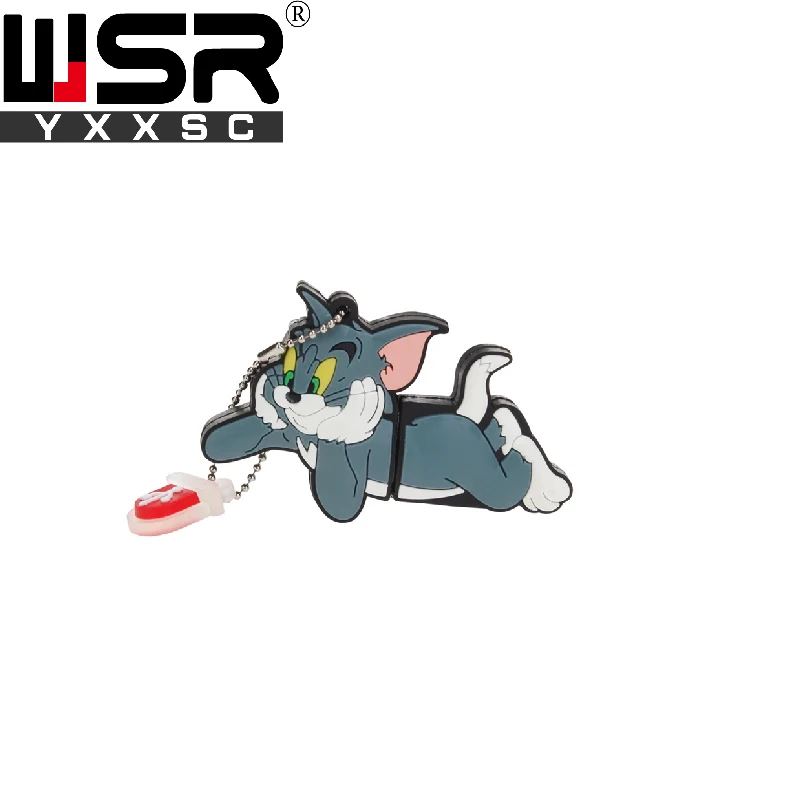 Милый Кот и мышь usb 2,0 флеш-накопитель 32 Гб 64 Гб 128 ГБ высокоскоростной водонепроницаемый usb память 4 ГБ 8 ГБ 16 ГБ прекрасный детский подарок