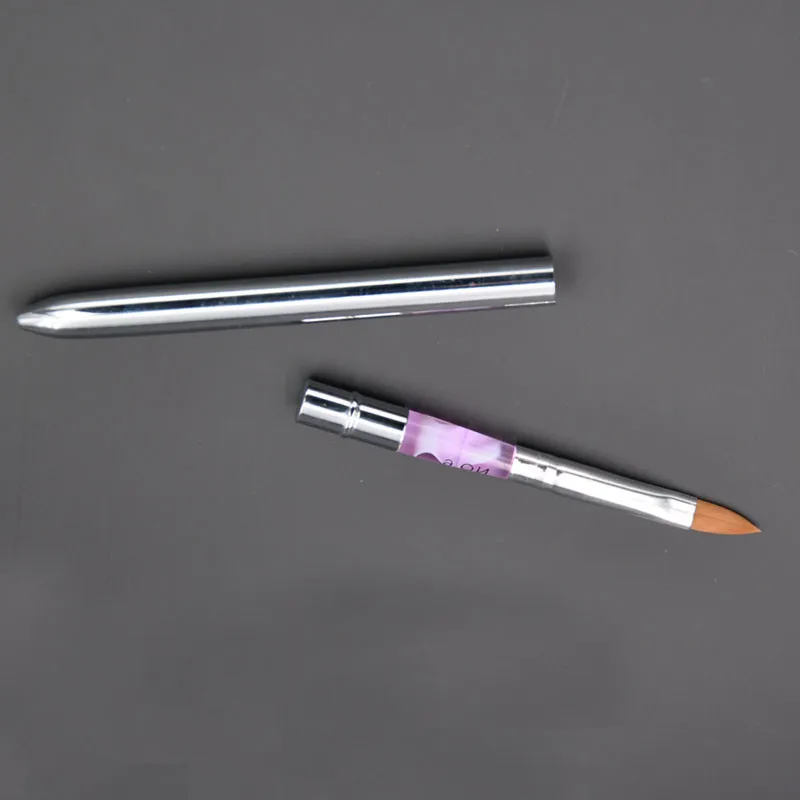 Hot Sale 1pc Five Models Optional Purple+Silver Handle Pure Animal Hair Nail Art Pen Pedicure Tool Acrylic Nail Brushes 4