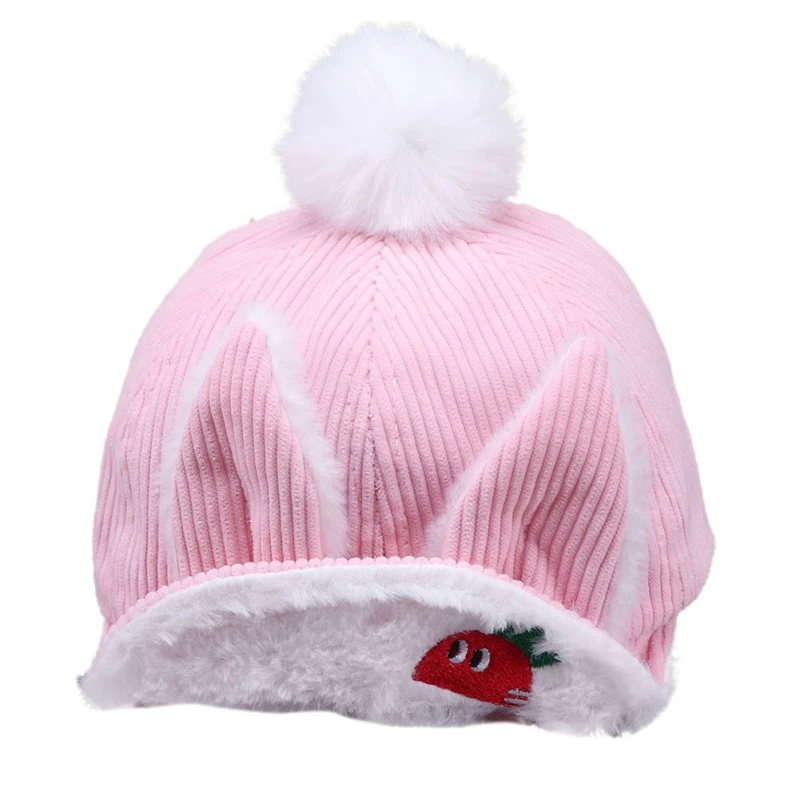 Шапка для маленьких девочек, шапка с заячьими ушами для девочек, хлопковая детская шапка с бантом, детские шапки для малышей, милые детские шапки с рисунками