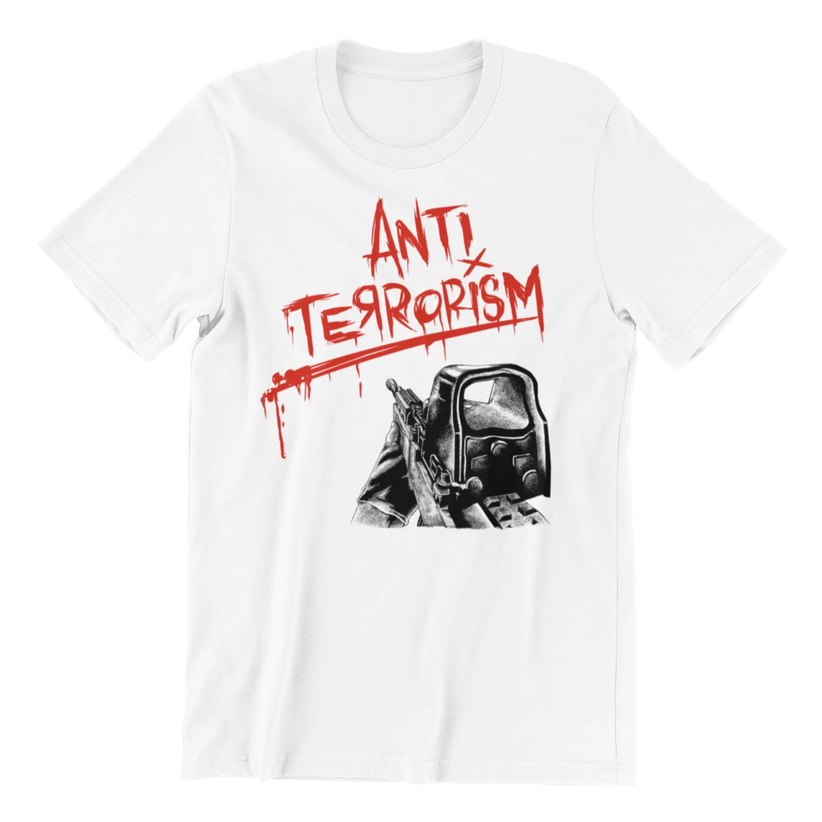 

Anti Terror Attack No War Political Protest Gun Anti Terrorism T-Shirt. Summer Cotton Short Sleeve O-Neck T Shirt New S-3XL