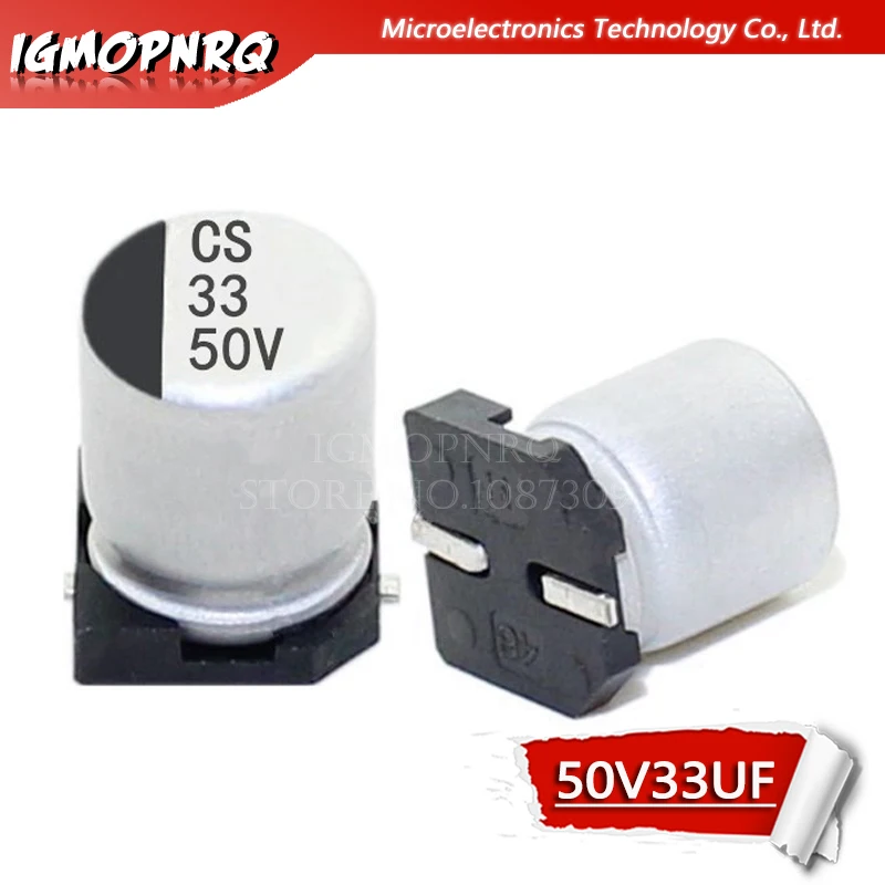 

10PCS Electrolytic capacitor 50V33UF 6.3*7.7mm SMD aluminum electrolytic capacitor 33uf 50v