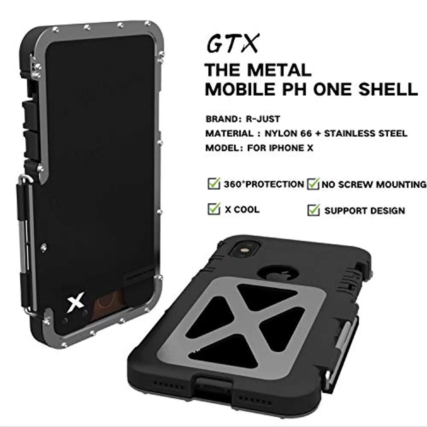 Stainless Steel Screw Install Aluminum Metal Case For iphone XS MAX XR X 6 6s 7 8 Plus Cover Flip Full Stand Armor Iron Man Case