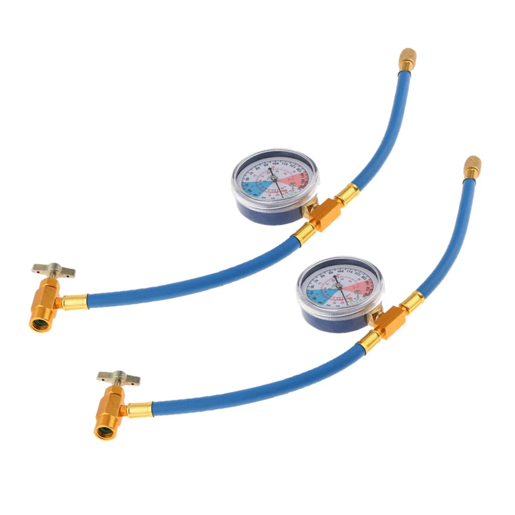 R134A to R12/R22 Car A/C Refrigerants Recharge Hose Pipe Gauge 350PSI 2 Pcs