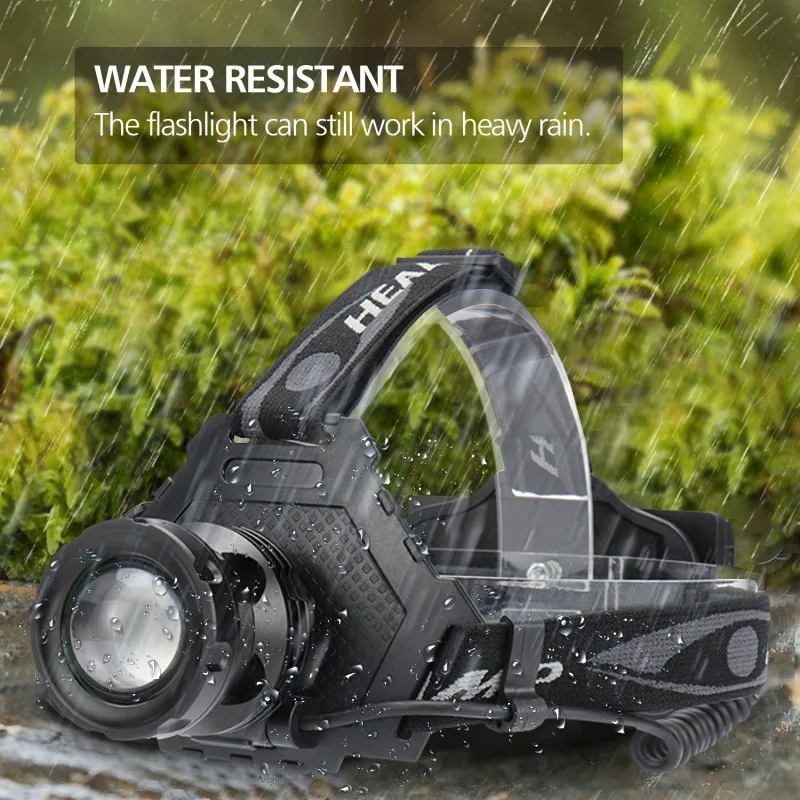 XHP70 LED Headlamp Headlight Reachargable Zoom Torch Lamp 18650 Light