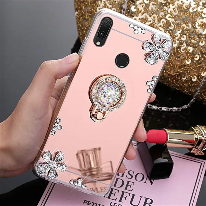 Для huawei Honor 8A 8S 8x 8c Y5 Y6 Y7 Pro Prime 2018 2019 Play Кристалл Мозаика цветок зеркало ТПУ чехол