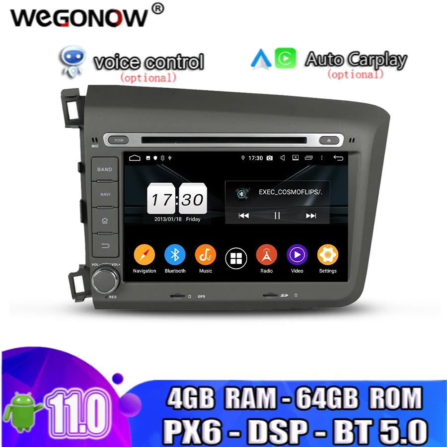 Автомобильный DVD-плеер PX6 DSP TDA7851 Android 11 0 64 Гб ПЗУ Восьмиядерный процессор для Honda