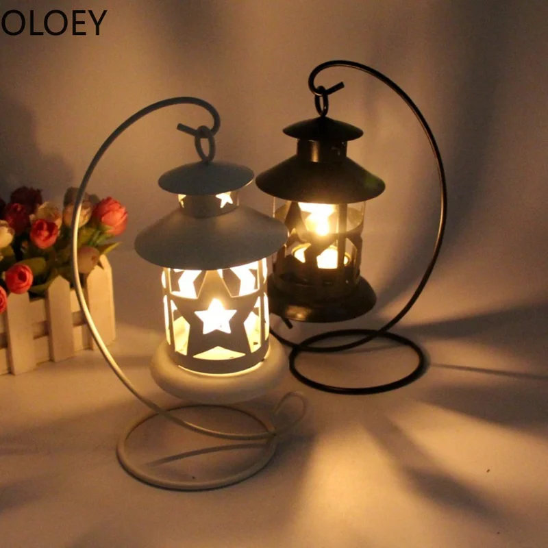 

Metal Nordic Candle Holder Geometric Romantic Retro Candlestick Wedding Centerpieces Decoration Creative Black Table Home Decor