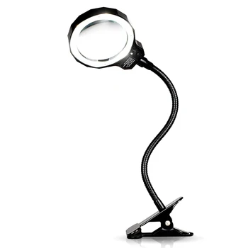 

Adjustable LED Lighted Magnifier 5X Magnifying Lamp With Metal Clamp Detachable Handle Table Rechargeable Nail Art Beauty Lamp