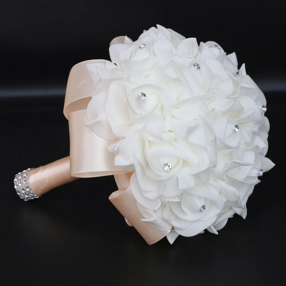 Горячая Дешевые Свадебный букет невесты свадебные украшения цветочное мыло розы свадебные белые атласные Романтические свадебные аксессуары