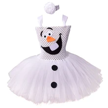 Костюм снеговика Олафа для костюмированной вечеринки, костюм Эльзы, костюм Снежной королевы, 2 милых детских фатиновых платья-пачки принцессы на Рождество, день рождения