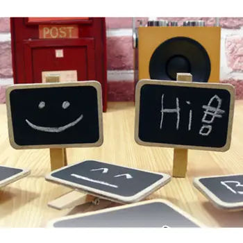 

1pc Wooden Mini Cute Kawaii Blackboard Chalkboards Clips Holder for Paper Decoration Photo Album
