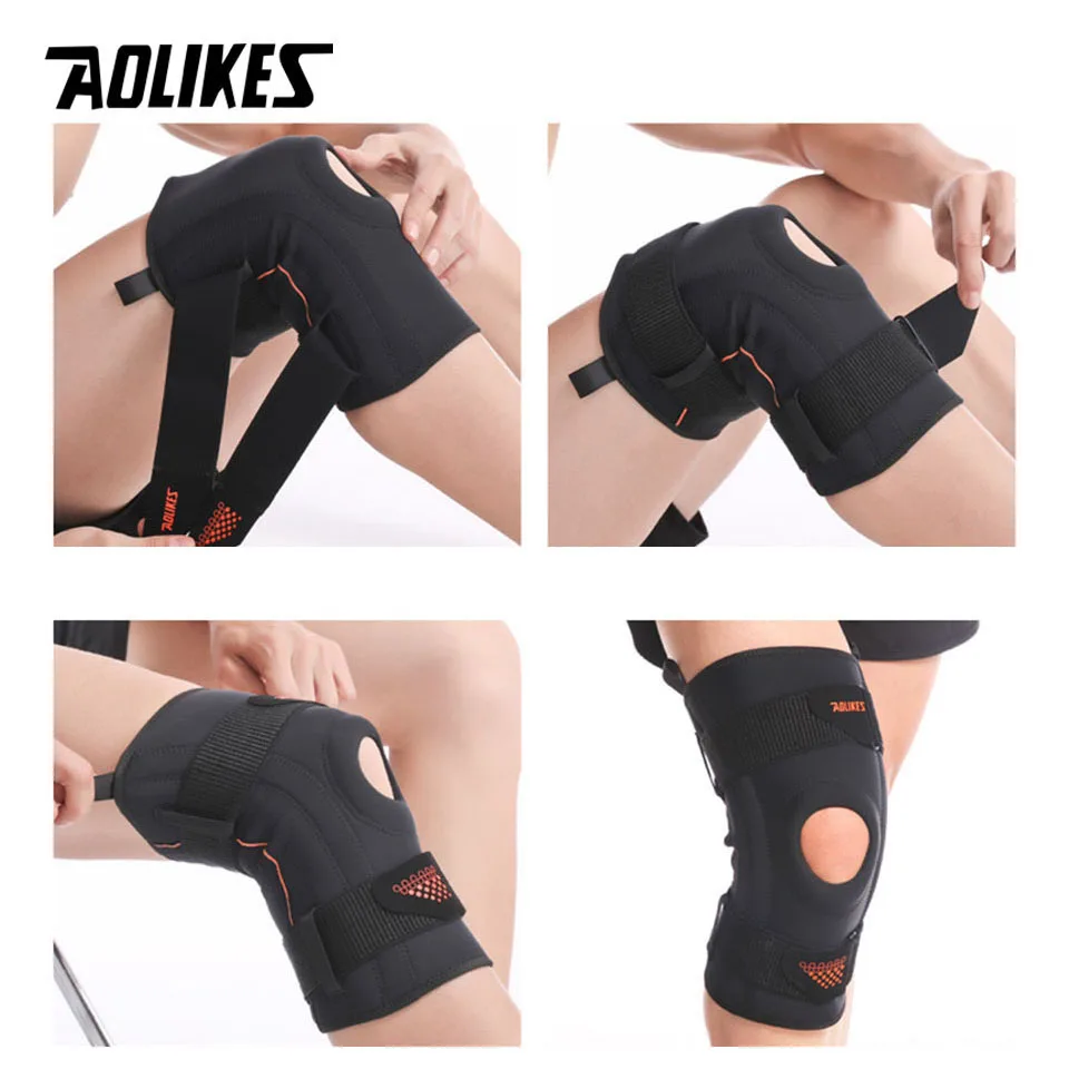 AOLIKES Spring Support Running Knee Pads Basketball Hiking Compression Shock Absorption Breathable Meniscus Knee Protector 1Pair
