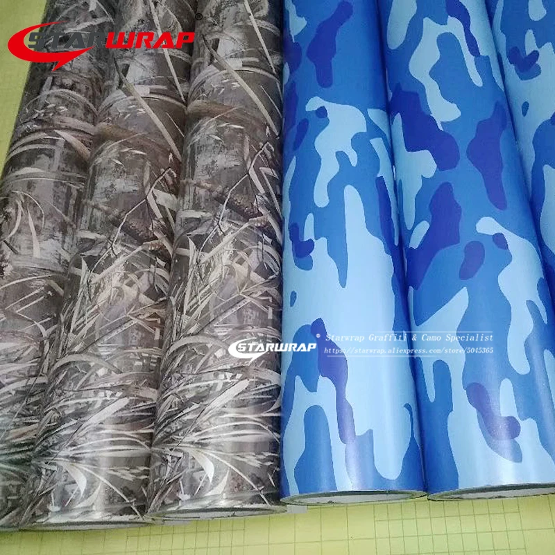 Starwrap Pvc Material Blue Self-adhesive Army Camouflage Car Sticker Wrap Vinyl Film Roll Sheet Camo Bomb Stickers For Car