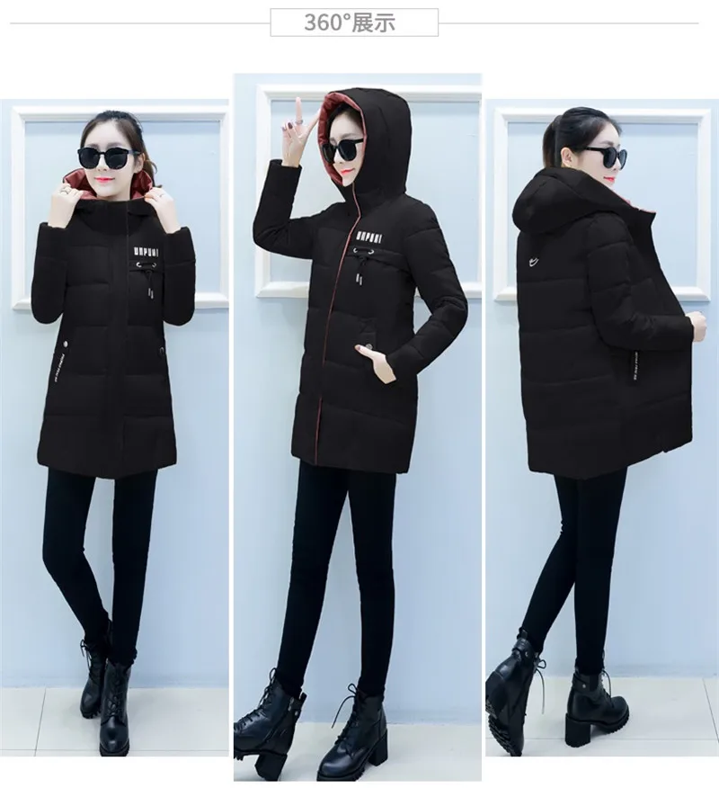 New Winter Women Casual Long Sleeve Hooded Jackets Loose Warm Middle School Student Cotton Coat Female Coats Zipper Outerwea