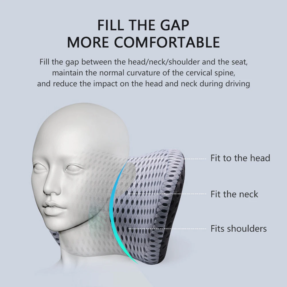 Car Headrest Neck Pillow Support Universal Soft Neck Pillows Cushion Memory Foam Lumbar Pillow Back Support Interior Automotive