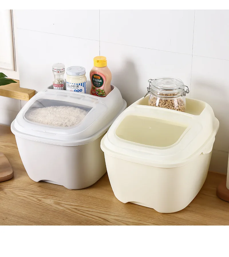 

10KG Flip Cover Sealed Multi-function Rice Bucket Storage Box Kitchen Household Cereal Dispenser Food Grain Container Box