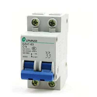 6000A Макс. Защита от перегрузки Автоматический выключатель 2P 230/400V 16A
